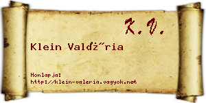 Klein Valéria névjegykártya